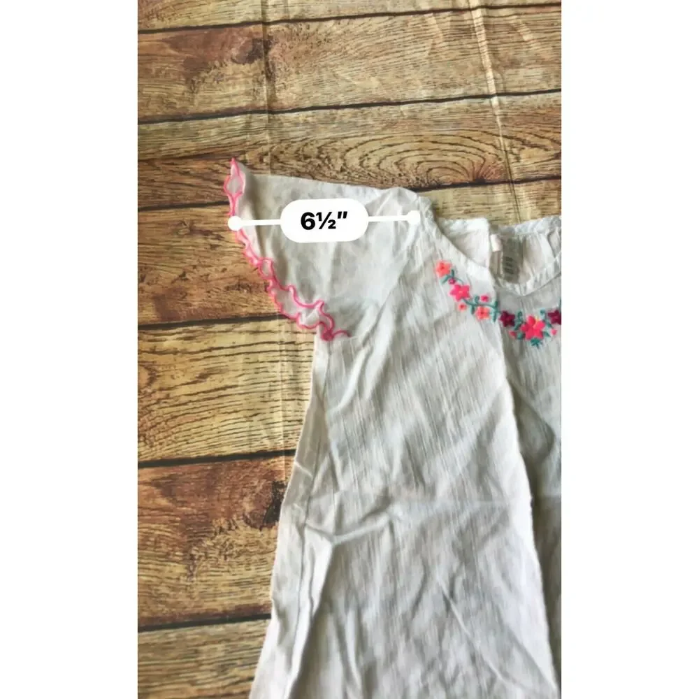 The Children’s Place Girl’s White Embroidered Floral Shirt Youth Size Small